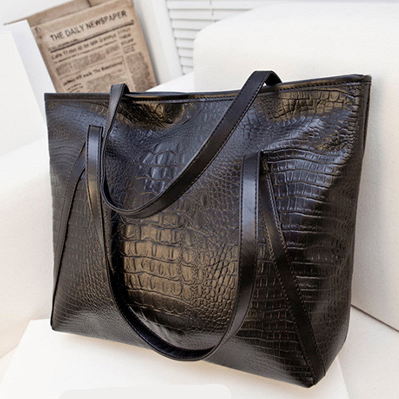 Black Casual Women Shoulder Bags PU Leather Female Big Tote Bags for Ladies Handbag Large Capacity sac a main femme de marque-Dollar Bargains Online Shopping Australia