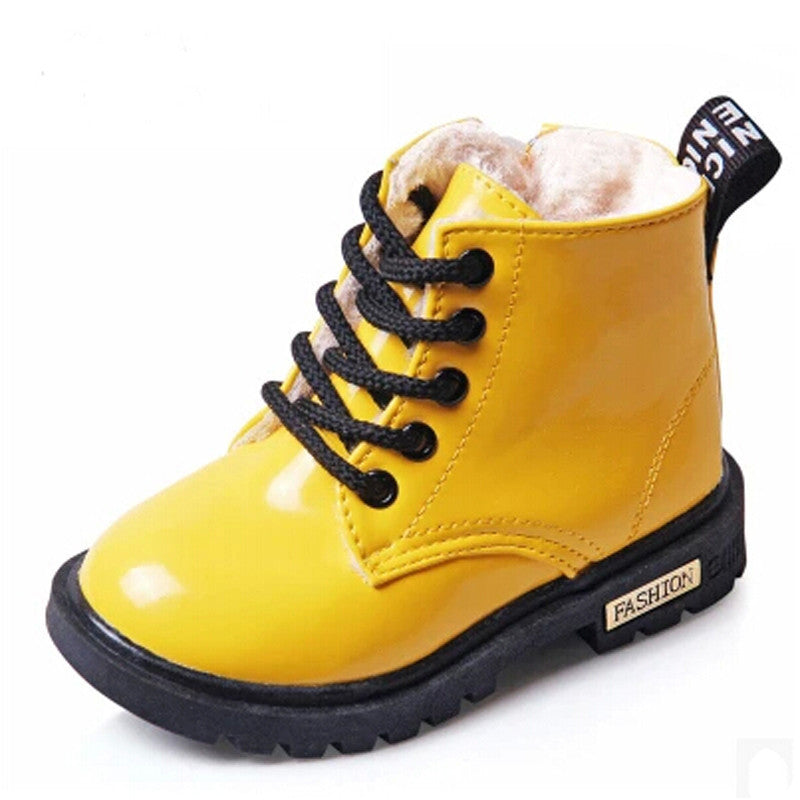 Winter Children Shoes PU Leather Waterproof Martin Boots Kids Snow Boots Brand Girls Boys Rubber Boots Fashion Sneakers-Dollar Bargains Online Shopping Australia