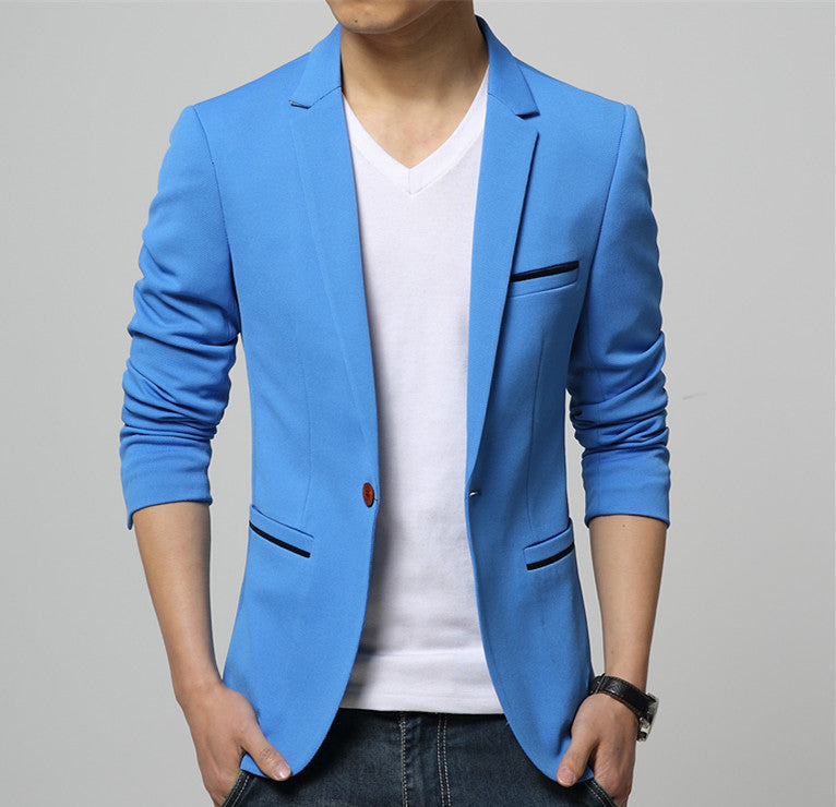 Mens slim fit fashion cotton blazer Suit Jacket black blue beige plus size M to 6XL Male blazers Mens coat Wedding dress-Dollar Bargains Online Shopping Australia