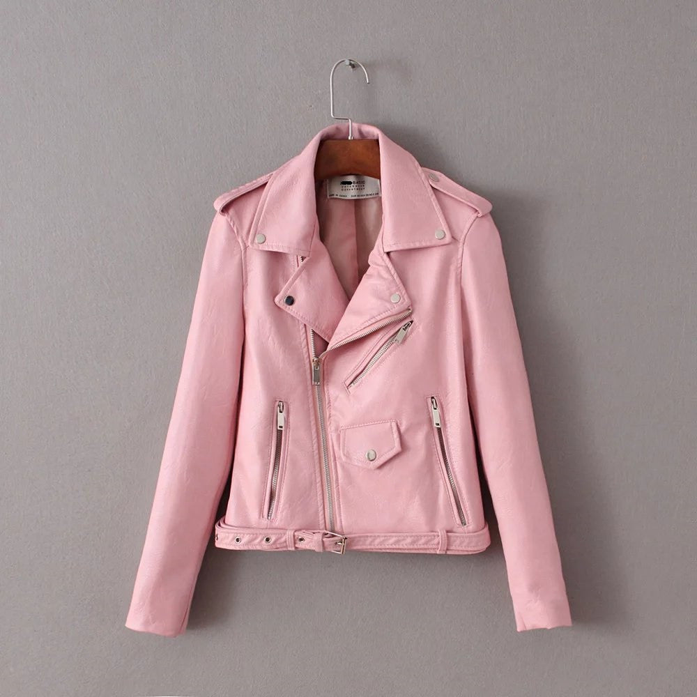 Europen style bomber orange leather jacket women shorts women Sashes jaqueta couro casual 4 color leather jackets-Dollar Bargains Online Shopping Australia