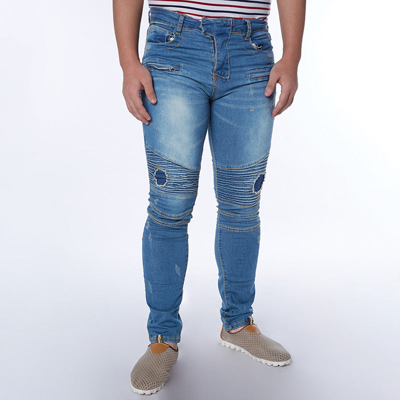 Plus Size Men Brand Clothing Casual Mens Jeans Skinny Slim Biker Jeans Denim Long Pants ripped jeans homme-Dollar Bargains Online Shopping Australia
