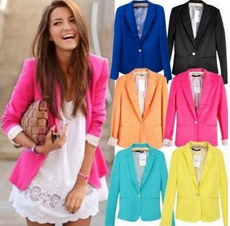 Comfortable women's Blazers Candy color lined with striped Z suit WL2314-Dollar Bargains Online Shopping Australia