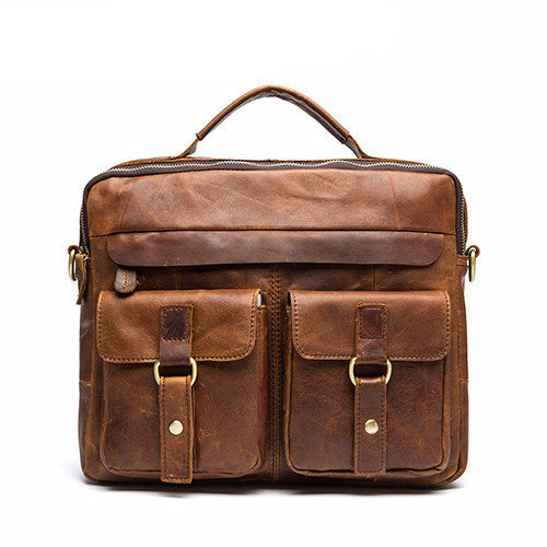 Genuine Leather Men Bag Crazy Horse Leather Men's Handbags Casual Business Laptop Shoulder Bags Briefcase Messenger bag NEW-Dollar Bargains Online Shopping Australia