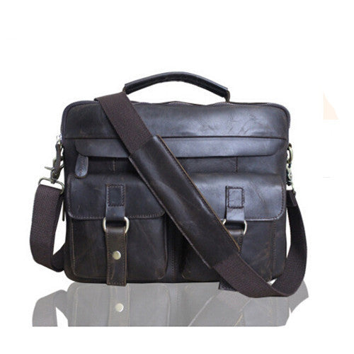 Genuine Leather Men Bag Crazy Horse Leather Men's Handbags Casual Business Laptop Shoulder Bags Briefcase Messenger bag NEW-Dollar Bargains Online Shopping Australia