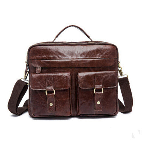 Genuine Leather Men Bag Crazy Horse Leather Men's Handbags Casual Business Laptop Shoulder Bags Briefcase Messenger bag NEW-Dollar Bargains Online Shopping Australia