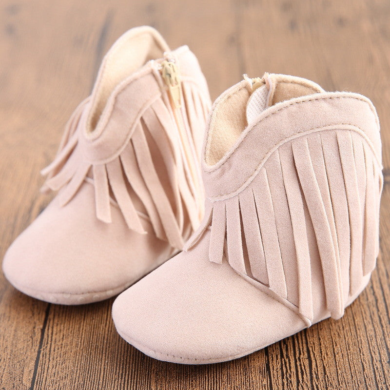 Moccasin Moccs born Baby Girl Boy Kids Prewalker Solid Fringe Shoes Infant Toddler Soft Soled Anti-slip Boots Booties 0-1Yea-Dollar Bargains Online Shopping Australia