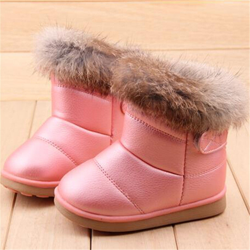 EU21-30 Winter Warm Wool Cloth With Soft Nap Of Rabbit Hair Fur Rubber Soles Children Snow Boots Kids Shoes For Girls Boots-Dollar Bargains Online Shopping Australia