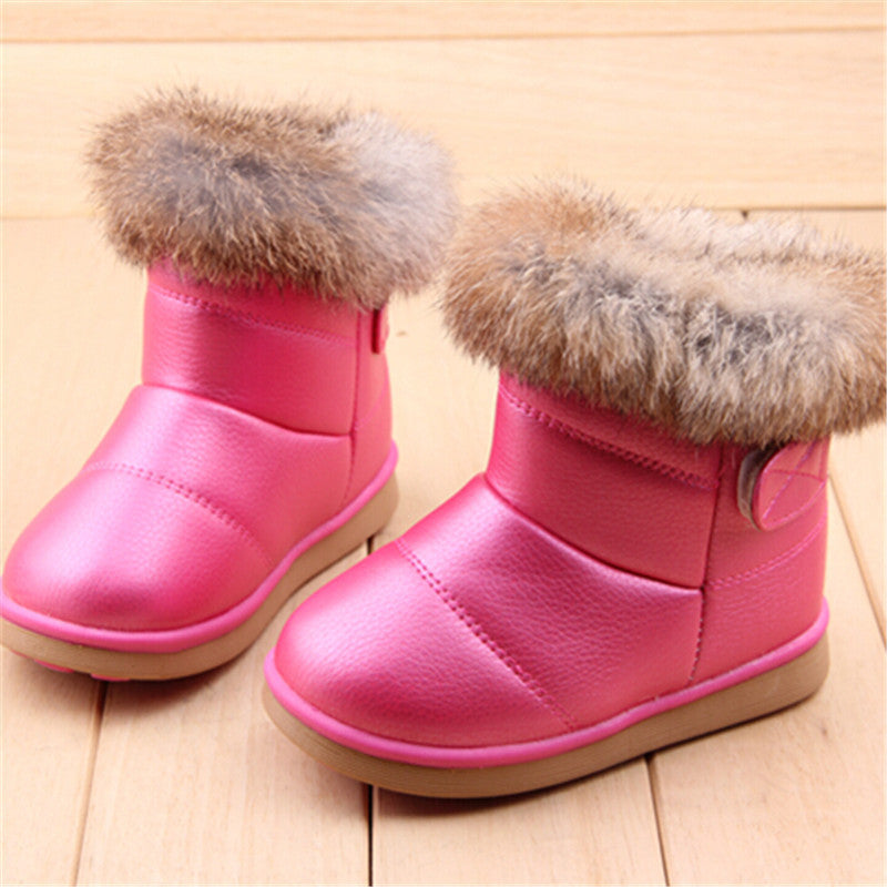 EU21-30 Winter Warm Wool Cloth With Soft Nap Of Rabbit Hair Fur Rubber Soles Children Snow Boots Kids Shoes For Girls Boots-Dollar Bargains Online Shopping Australia