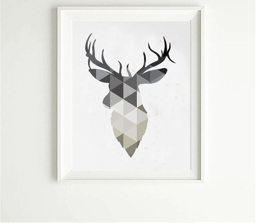 Cotill Geometric Deer Head Canvas Painting Pictures Wall Art Pictures On The Wall NO Frame Home Decor Picture Canvas Poster-Dollar Bargains Online Shopping Australia