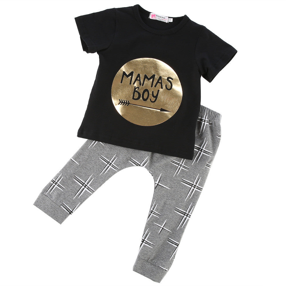 Summer 2pcs born Infant Baby Boys Kid Clothes T-shirt Tops + Pants Outfits Sets 0-24 Children's Clothing Set-Dollar Bargains Online Shopping Australia