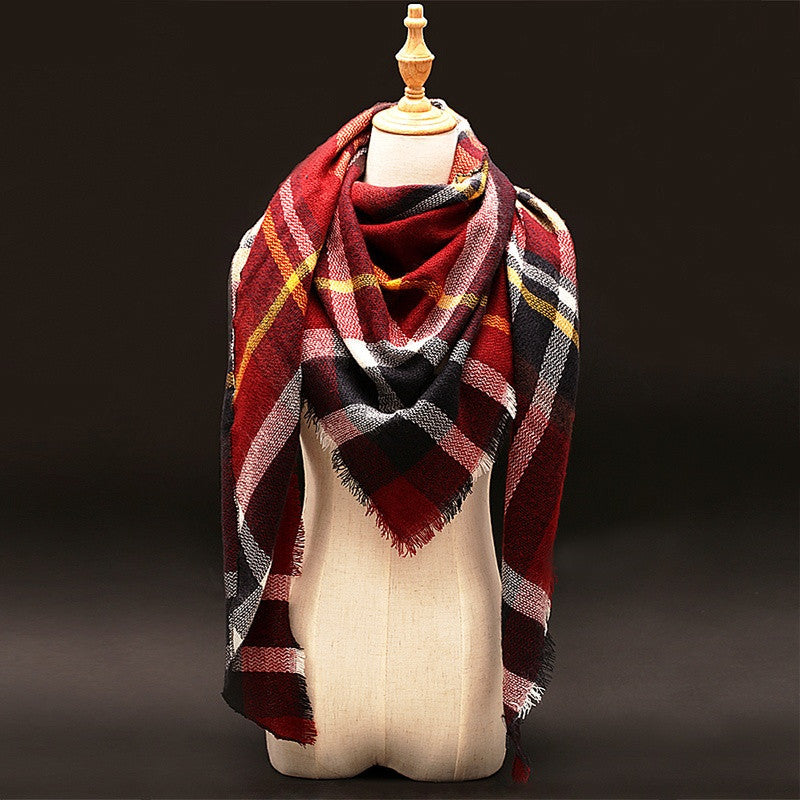 Winter luxury Brand Plaid Cashmere Scarf Women Oversized Blanket Scarf Wrap long Wool Scarf Women Pashmina Shawls and Scarves-Dollar Bargains Online Shopping Australia