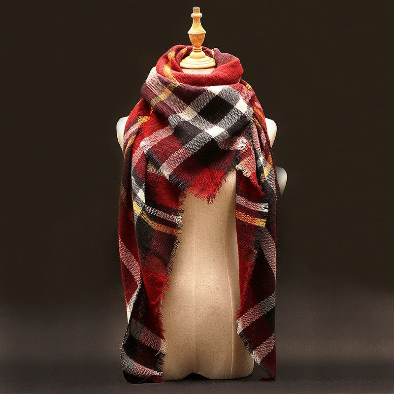 Winter luxury Brand Plaid Cashmere Scarf Women Oversized Blanket Scarf Wrap long Wool Scarf Women Pashmina Shawls and Scarves-Dollar Bargains Online Shopping Australia