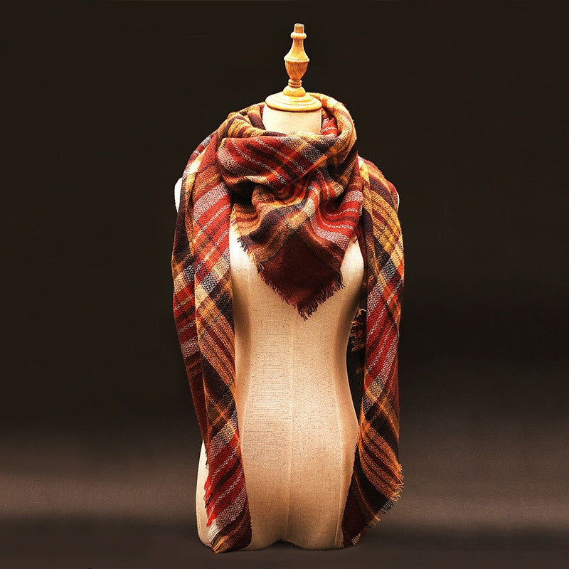 Winter luxury Brand Plaid Cashmere Scarf Women Oversized Blanket Scarf Wrap long Wool Scarf Women Pashmina Shawls and Scarves-Dollar Bargains Online Shopping Australia