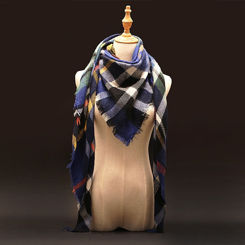 Winter luxury Brand Plaid Cashmere Scarf Women Oversized Blanket Scarf Wrap long Wool Scarf Women Pashmina Shawls and Scarves-Dollar Bargains Online Shopping Australia