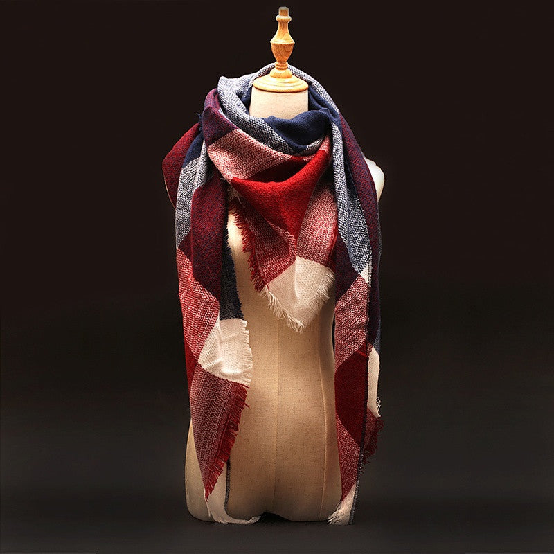 Winter luxury Brand Plaid Cashmere Scarf Women Oversized Blanket Scarf Wrap long Wool Scarf Women Pashmina Shawls and Scarves-Dollar Bargains Online Shopping Australia