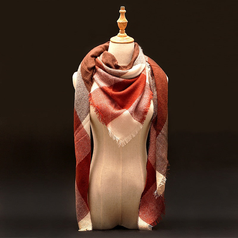 Winter luxury Brand Plaid Cashmere Scarf Women Oversized Blanket Scarf Wrap long Wool Scarf Women Pashmina Shawls and Scarves-Dollar Bargains Online Shopping Australia