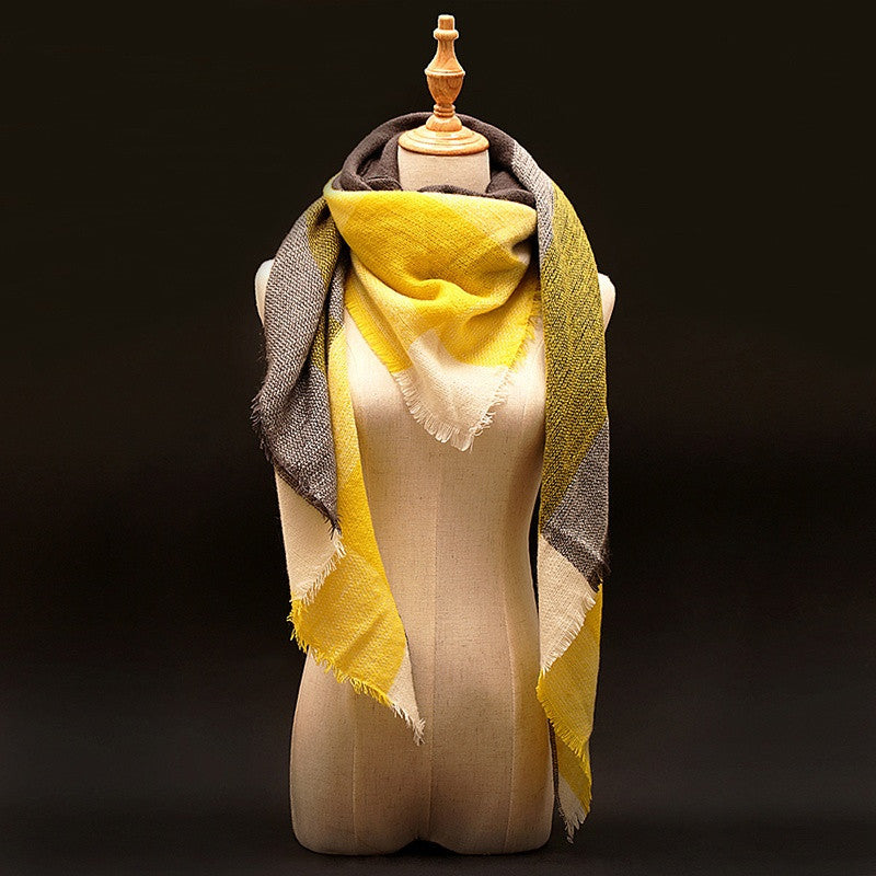 Winter luxury Brand Plaid Cashmere Scarf Women Oversized Blanket Scarf Wrap long Wool Scarf Women Pashmina Shawls and Scarves-Dollar Bargains Online Shopping Australia