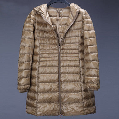 Plus size 6XL 90% White duck down jacket Women ultra light down jacket winter hooded thin long overcoat YT77-1-Dollar Bargains Online Shopping Australia