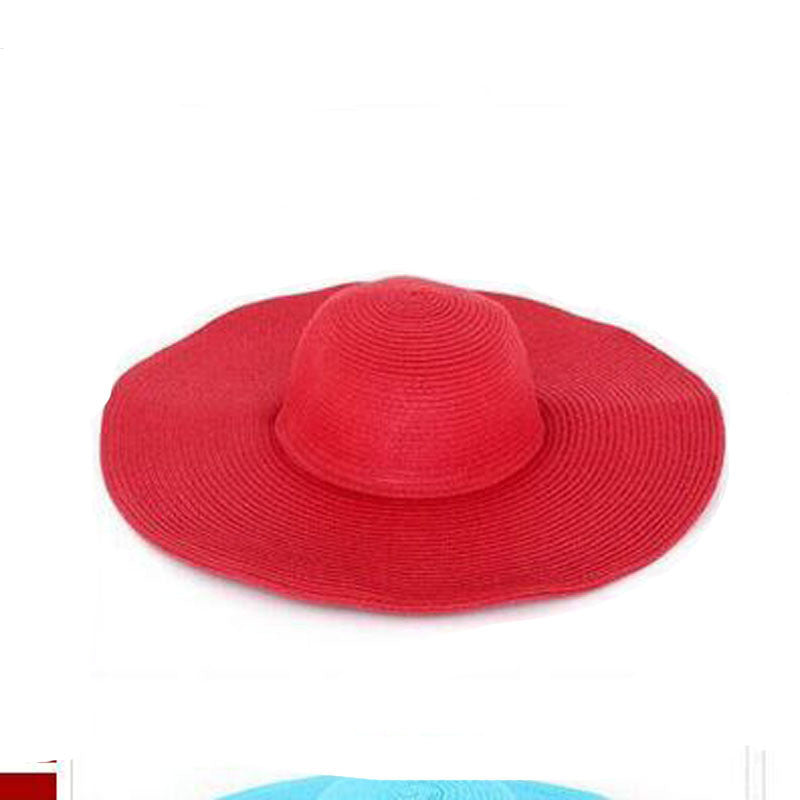 Summer Women's Foldable Wide Large Brim Beach Sun Hat Straw Beach Cap For Ladies Elegant Hats Girls Vacation Tour Hat-Dollar Bargains Online Shopping Australia