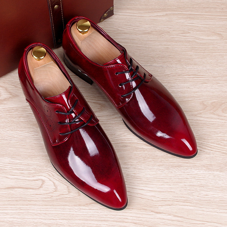 mens business wedding work dress bright genuine leather shoes point toe oxford shoe lace up Korean fashion Zapatos Hombres man-Dollar Bargains Online Shopping Australia