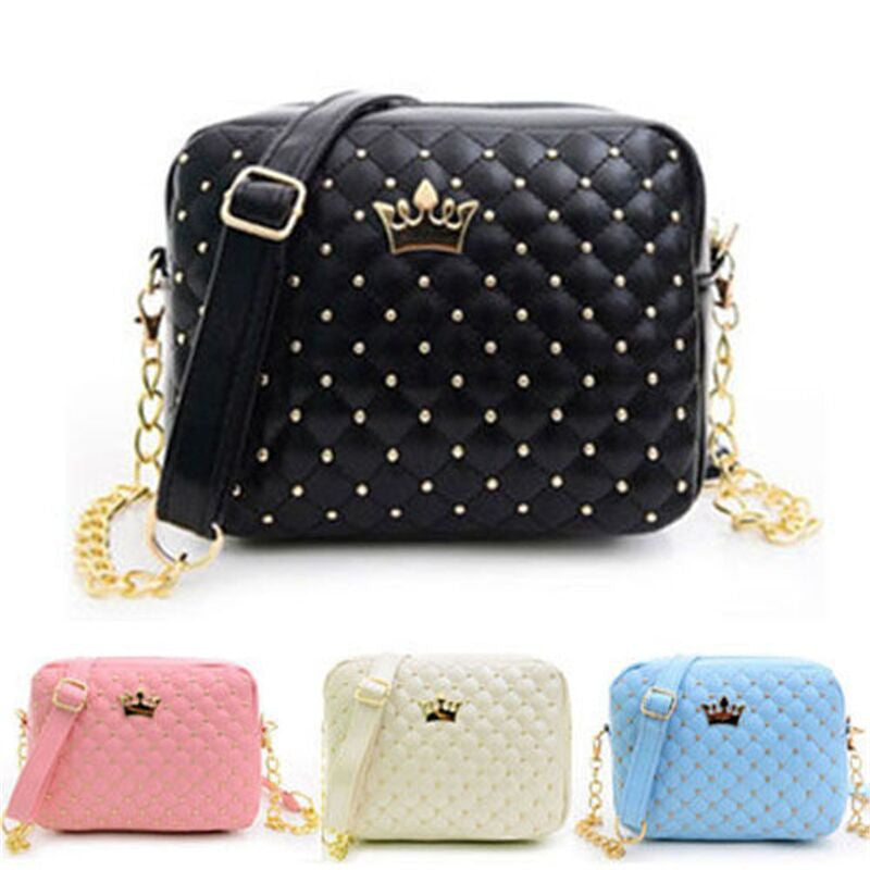 Quality Women Messenger Bags Rivet Chain Shoulder Hobo Leather Crossbody Crown Bags Zipper Tote Bolsas Feminina-Dollar Bargains Online Shopping Australia