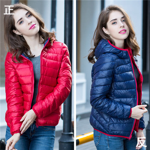 Winter Two Side Women 90% White Duck Down Jacket Women's Hooded Ultra Light Down Jackets Warm Winter Coat Parkas W00743-Dollar Bargains Online Shopping Australia