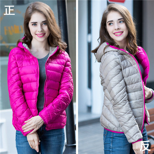 Winter Two Side Women 90% White Duck Down Jacket Women's Hooded Ultra Light Down Jackets Warm Winter Coat Parkas W00743-Dollar Bargains Online Shopping Australia