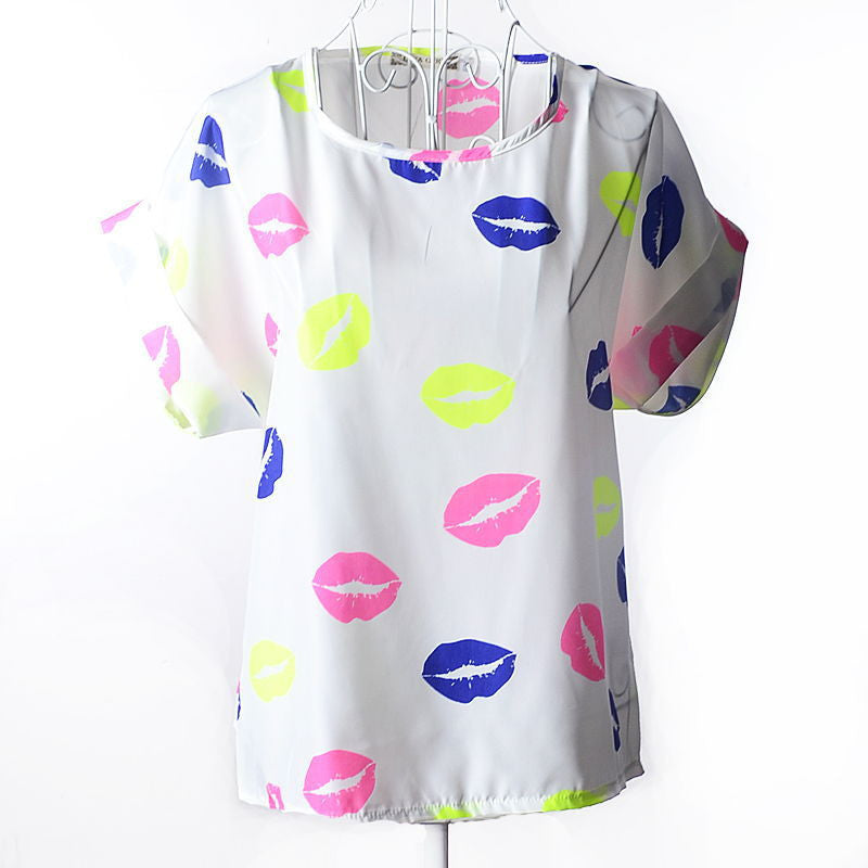 Batwing Sleeve Women Blouses Clothing Casual Chiffon Shirt Blusas Tops Heart Animal Stripe Leopard Print Pattern Plus size-Dollar Bargains Online Shopping Australia