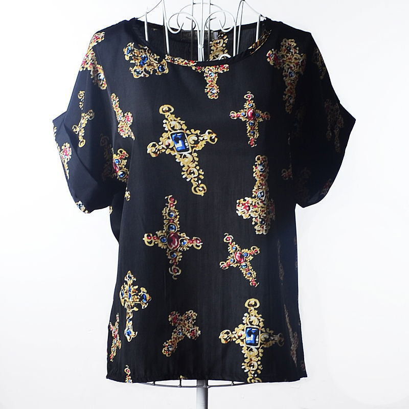 Batwing Sleeve Women Blouses Clothing Casual Chiffon Shirt Blusas Tops Heart Animal Stripe Leopard Print Pattern Plus size-Dollar Bargains Online Shopping Australia