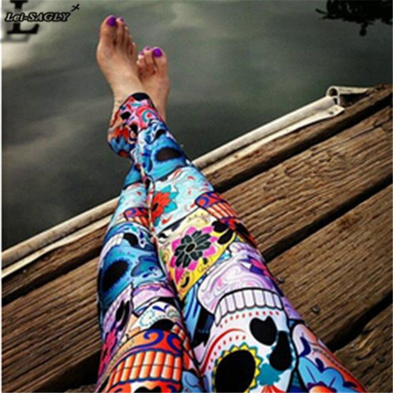 Sexy Fashion Day Of The Dead Leggings Women Digital Printed Pants Fitness Casual Leggins S M L XL X-017-Dollar Bargains Online Shopping Australia