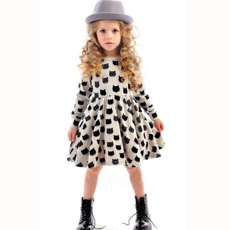 Winter Autumn Spring Girl Dress Animal Print Kids Clothes Fashion Long Sleeve Cotton Girls Clothes Casual Children Clothing-Dollar Bargains Online Shopping Australia