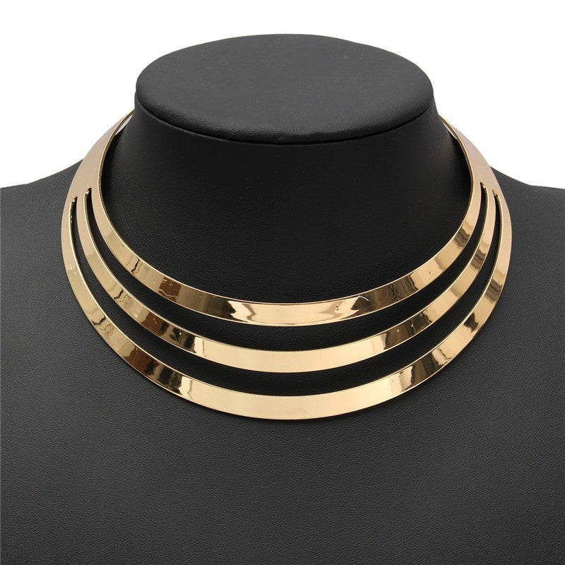 Charm Choker Necklaces Women Gorgeous Metal Multi Layer Statement Bib Collar Necklace Fashion Jewelry Accessories-Dollar Bargains Online Shopping Australia