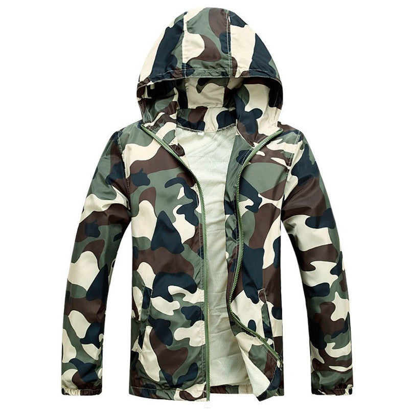 Men Fashion Camouflage Jacket Summer Tide Male Hooded Thin Sunscreen Coat MWW170-Dollar Bargains Online Shopping Australia