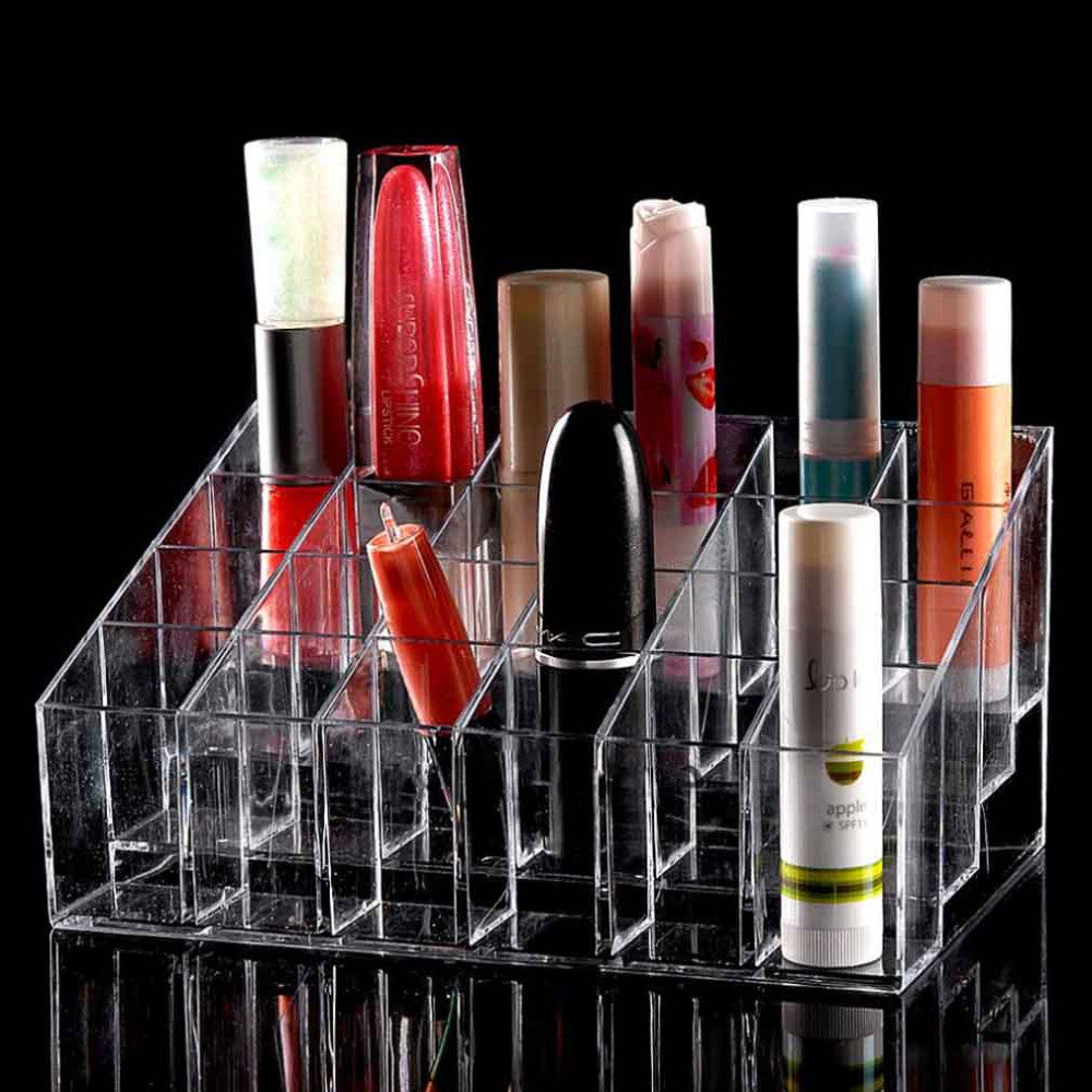 24 Trapezoid Clear Makeup Cosmetic Organizer Storage Lipstick Holder Case Stand Drop-Dollar Bargains Online Shopping Australia