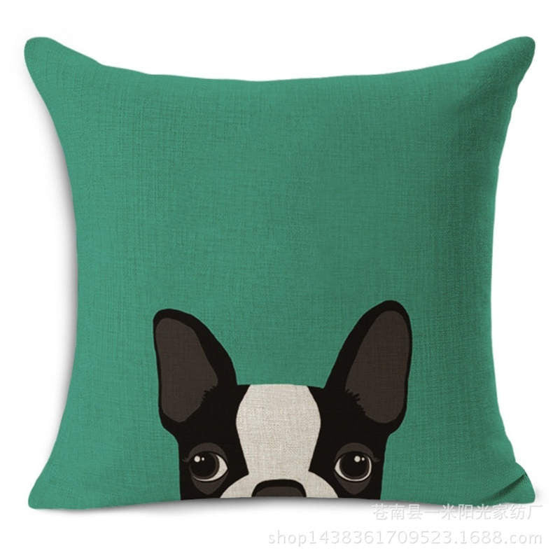 Animal French Bulldog Cushion Cover Pug Dog Pillowcase Woven Cushion Cover Cotton Linen Car Euro Pillow Covers Decorative-Dollar Bargains Online Shopping Australia