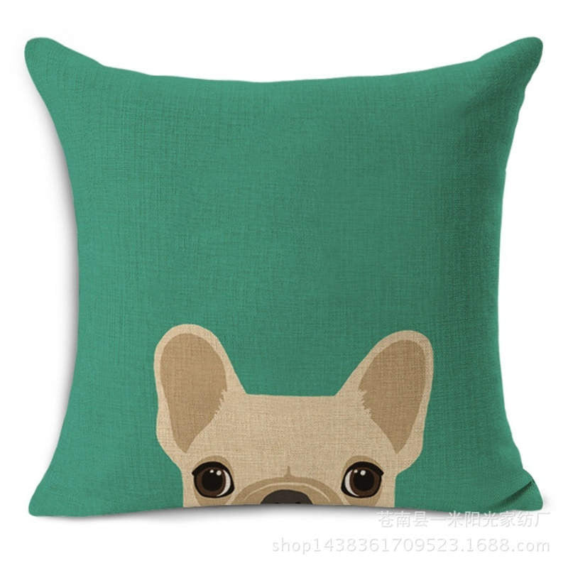 Animal French Bulldog Cushion Cover Pug Dog Pillowcase Woven Cushion Cover Cotton Linen Car Euro Pillow Covers Decorative-Dollar Bargains Online Shopping Australia