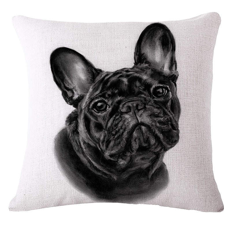 Animal French Bulldog Cushion Cover Pug Dog Pillowcase Woven Cushion Cover Cotton Linen Car Euro Pillow Covers Decorative-Dollar Bargains Online Shopping Australia