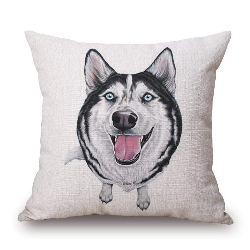 Animal French Bulldog Cushion Cover Pug Dog Pillowcase Woven Cushion Cover Cotton Linen Car Euro Pillow Covers Decorative-Dollar Bargains Online Shopping Australia