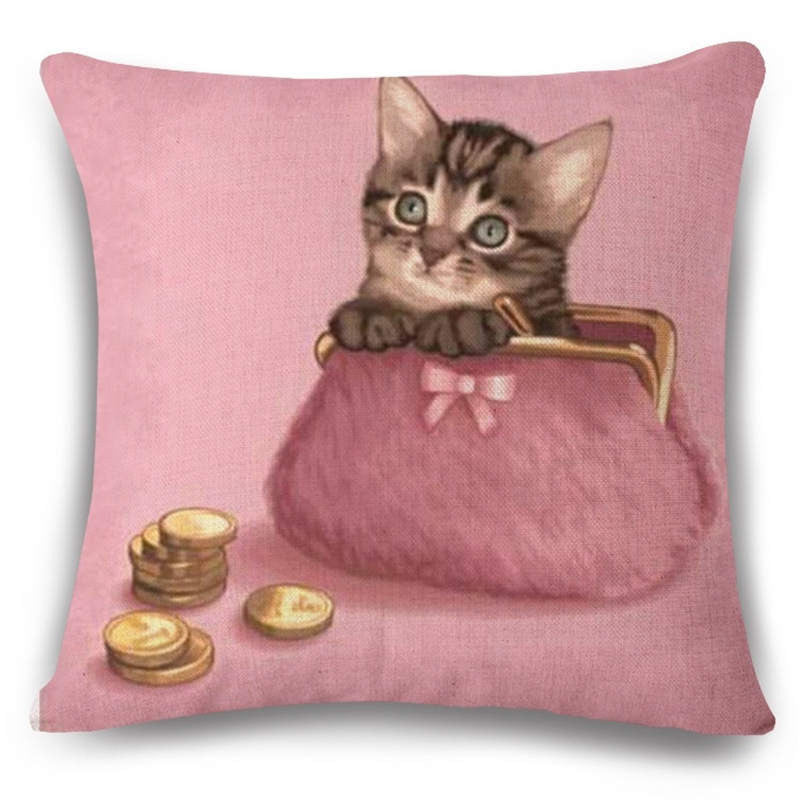 Animal French Bulldog Cushion Cover Pug Dog Pillowcase Woven Cushion Cover Cotton Linen Car Euro Pillow Covers Decorative-Dollar Bargains Online Shopping Australia