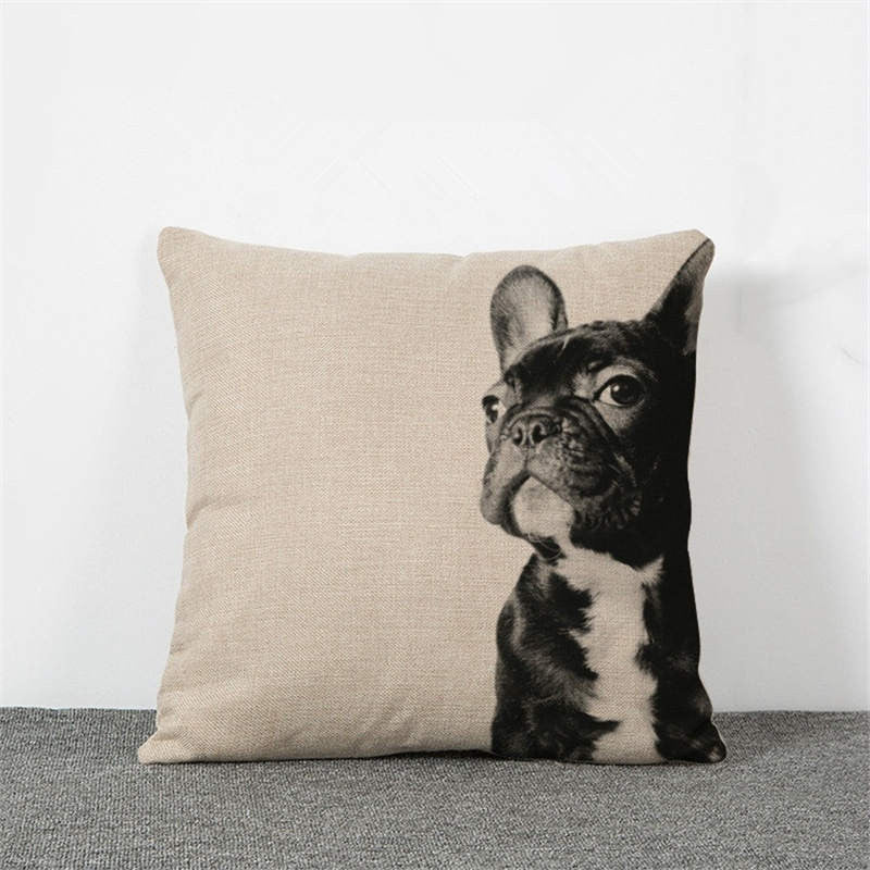Animal French Bulldog Cushion Cover Pug Dog Pillowcase Woven Cushion Cover Cotton Linen Car Euro Pillow Covers Decorative-Dollar Bargains Online Shopping Australia