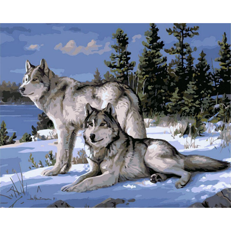 No Frame Wolf Animals DIY Painting By Numbers Kits Paint On Canvas Acrylic Coloring Painitng By Numbers For Home Wall Decor-Dollar Bargains Online Shopping Australia