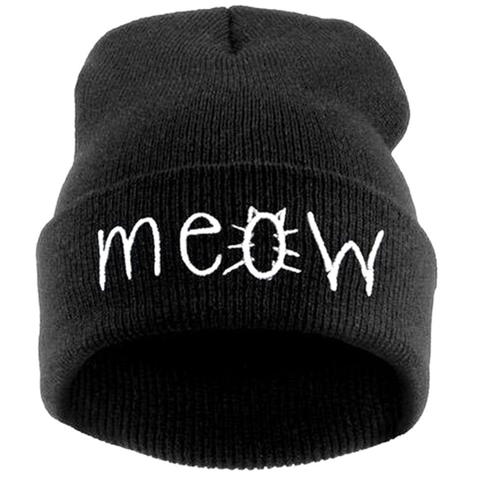 Fashion MEOW Cap Men Casual Hip-Hop Hats Knitted Wool Skullies Beanie Hat Warm Winter Hat for Women SW43-Dollar Bargains Online Shopping Australia