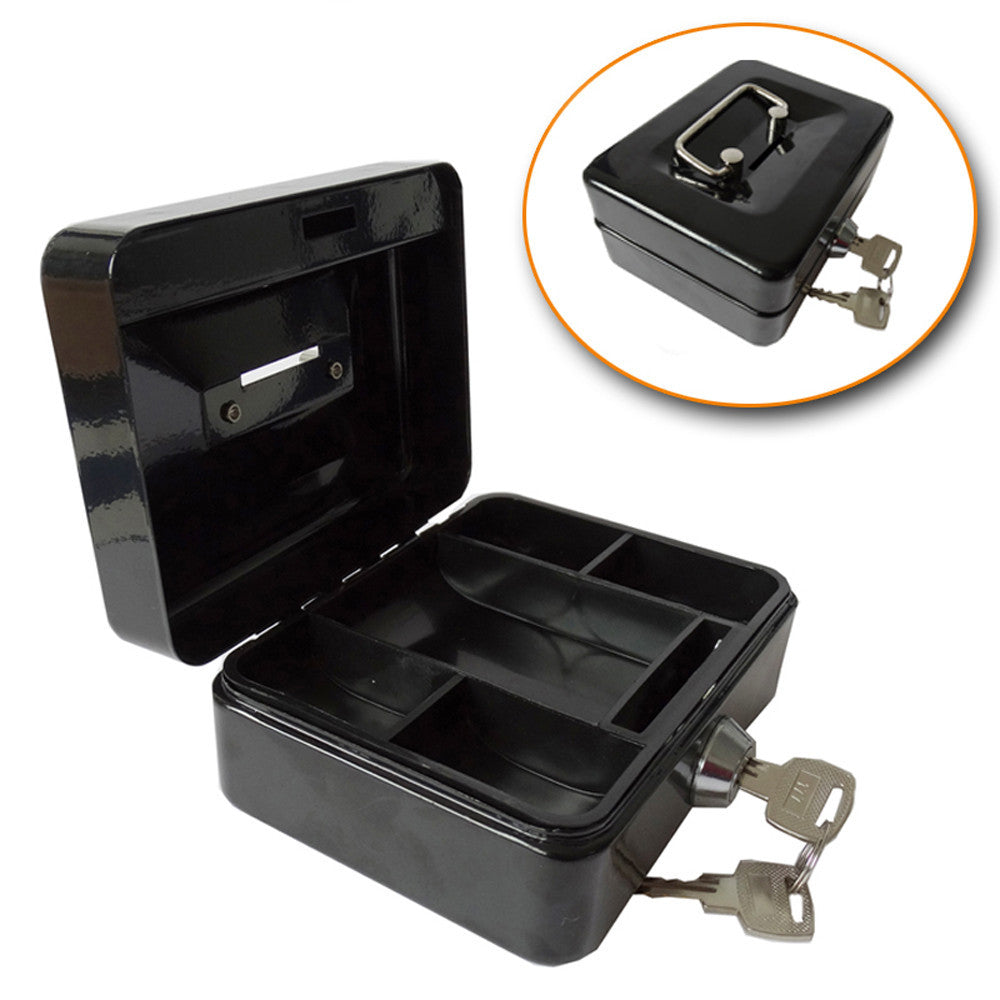 Cash Box Safe Small Coin Piggy Bank Metal Saving Money Box Black With Locks Tirelire Banco Monedas HW109-Dollar Bargains Online Shopping Australia