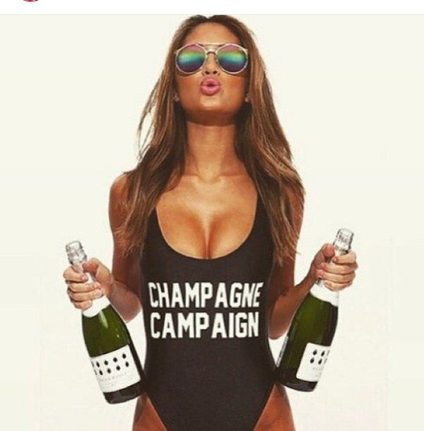 Custom Bodysuit CHAMPAGNE CAMPAIGN Hipster SWIMSUIT Women Sexy Open Low back High-cut bathing suits jumpsuit one piece swimwear-Dollar Bargains Online Shopping Australia