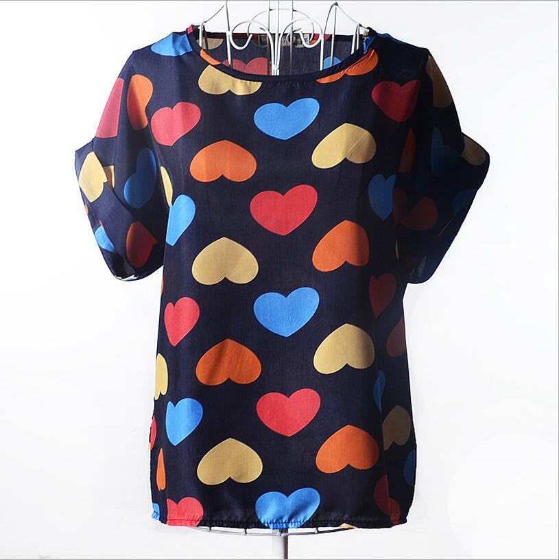 women printing blouse bird bat shirt short-sleeved chiffon summer style-Dollar Bargains Online Shopping Australia