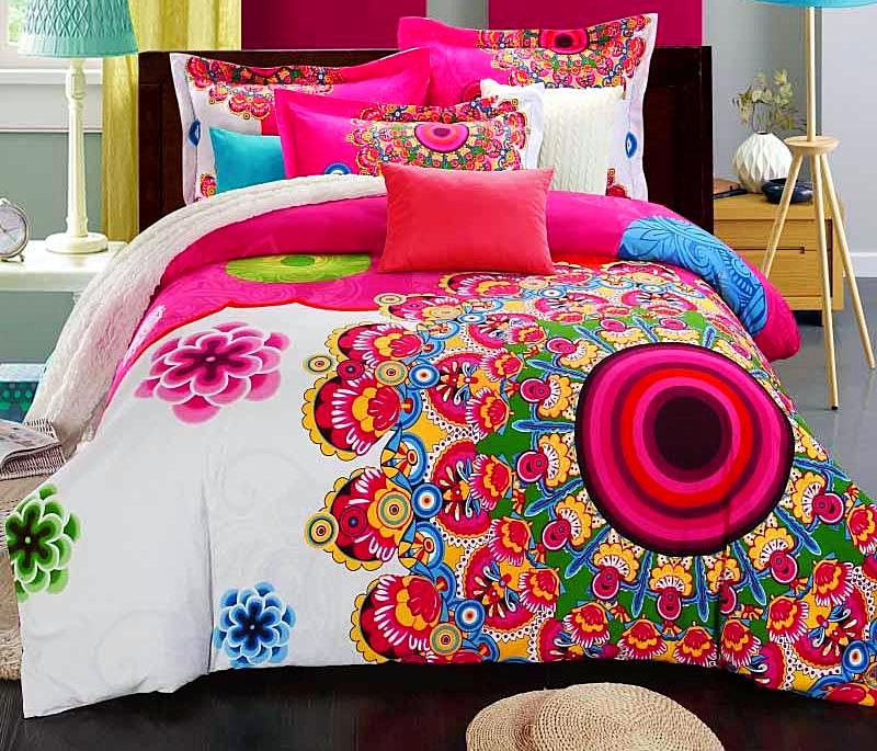 Boho Red Blue Pink 100%Thicken Cotton Bedding set Duvet Cover Bed Sheet Pillow Sham Bed Set King Queen Size 4PCS-Dollar Bargains Online Shopping Australia