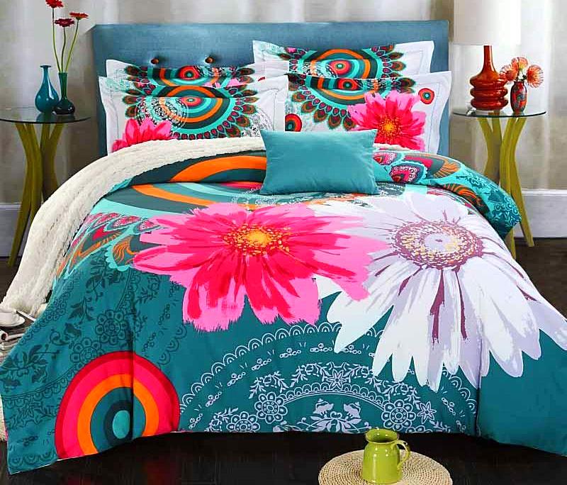 Boho Red Blue Pink 100%Thicken Cotton Bedding set Duvet Cover Bed Sheet Pillow Sham Bed Set King Queen Size 4PCS-Dollar Bargains Online Shopping Australia