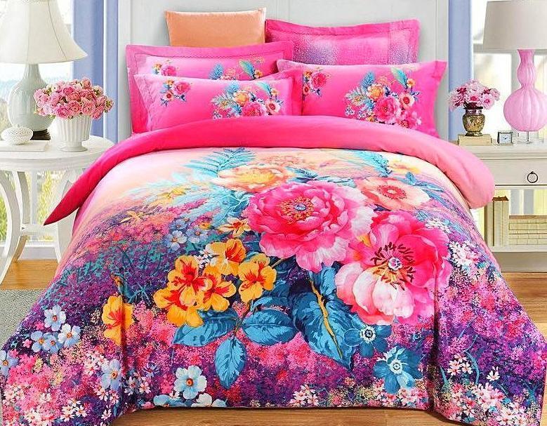 Boho Red Blue Pink 100%Thicken Cotton Bedding set Duvet Cover Bed Sheet Pillow Sham Bed Set King Queen Size 4PCS-Dollar Bargains Online Shopping Australia
