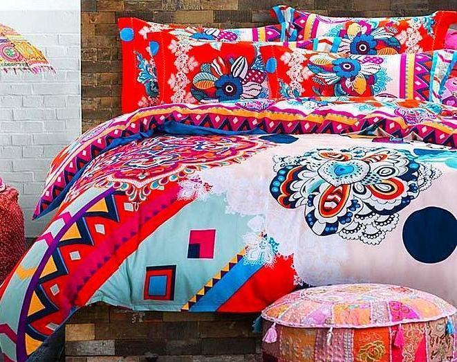 Boho Red Blue Pink 100%Thicken Cotton Bedding set Duvet Cover Bed Sheet Pillow Sham Bed Set King Queen Size 4PCS-Dollar Bargains Online Shopping Australia