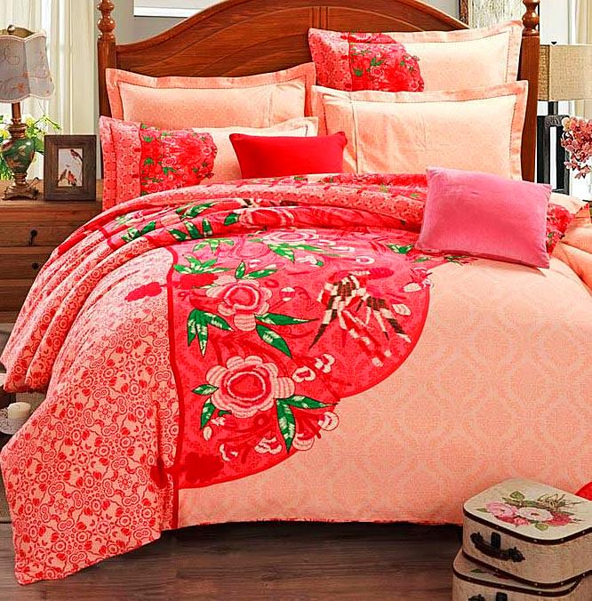 Boho Red Blue Pink 100%Thicken Cotton Bedding set Duvet Cover Bed Sheet Pillow Sham Bed Set King Queen Size 4PCS-Dollar Bargains Online Shopping Australia